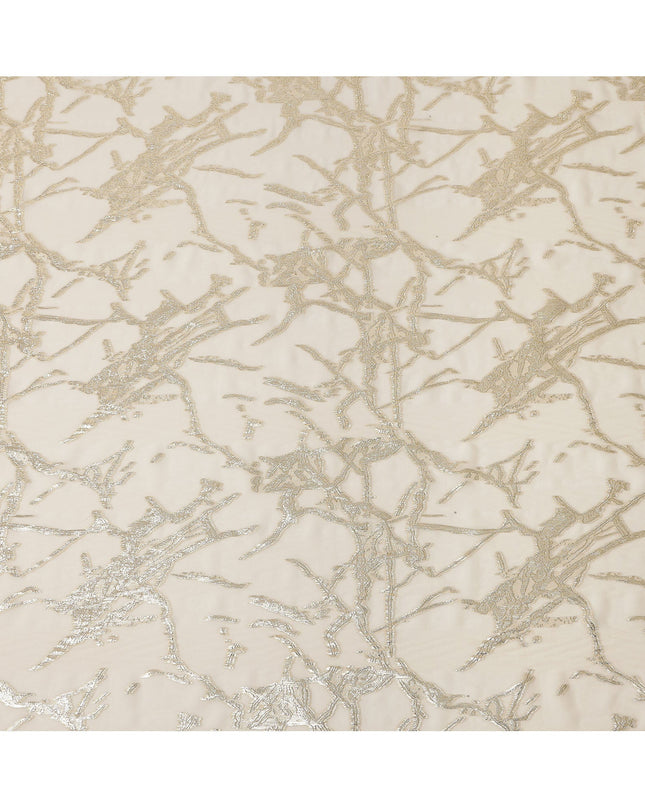 Ivory Traditional Somali Silk Chiffon Dirac Fabric with Metallic Lurex, 140 Cms Width, 3.5 Mtrs Piece, Made in South Korea-D26127