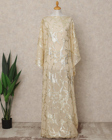 Ivory Traditional Somali Silk Chiffon Dirac Fabric with Metallic Lurex, 140 Cms Width, 3.5 Mtrs Piece, Made in South Korea-D26127