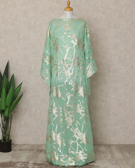 Mint Green Traditional Somali Silk Chiffon Dirac Fabric with Metallic Lurex, 3.5 Mtrs Piece, Width 140 Cms, Made in South Korea-D26480