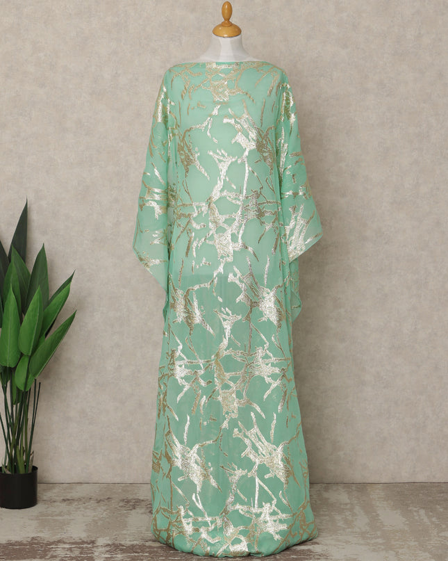 Mint Green Traditional Somali Silk Chiffon Dirac Fabric with Metallic Lurex, 3.5 Mtrs Piece, Width 140 Cms, Made in South Korea-D26480