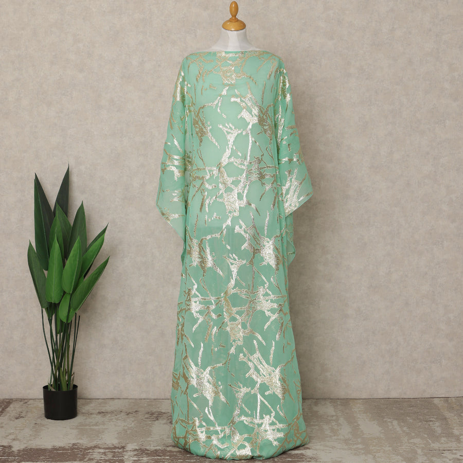 Mint Green Traditional Somali Silk Chiffon Dirac Fabric with Metallic Lurex, 3.5 Mtrs Piece, Width 140 Cms, Made in South Korea-D26480