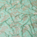 Sea Green Traditional Somali Silk Chiffon Dirac Fabric with Metallic Lurex, 140 Cms Width, 3.5 Mtrs Piece, Made in South Korea-D26128