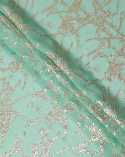 Mint Green Traditional Somali Silk Chiffon Dirac Fabric with Metallic Lurex, 3.5 Mtrs Piece, Width 140 Cms, Made in South Korea-D26480