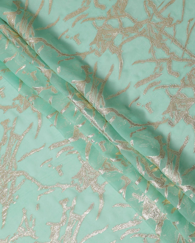 Mint Green Traditional Somali Silk Chiffon Dirac Fabric with Metallic Lurex, 3.5 Mtrs Piece, Width 140 Cms, Made in South Korea-D26480