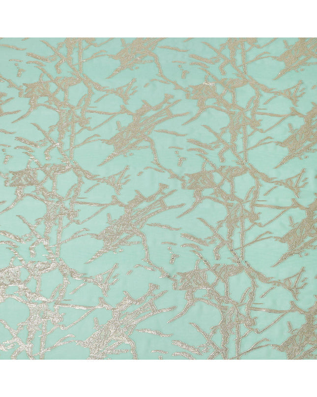 Sea Green Traditional Somali Silk Chiffon Dirac Fabric with Metallic Lurex, 140 Cms Width, 3.5 Mtrs Piece, Made in South Korea-D26128