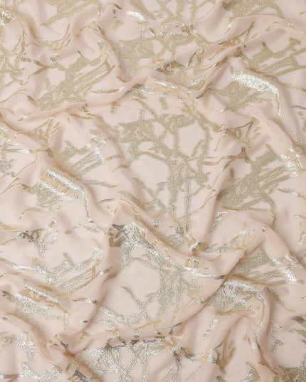 Blush Pink Traditional Somali Silk Chiffon Dirac Fabric with Metallic Lurex, 140 Cms Width, 3.5 Mtrs Piece, Made in South Korea-D26124