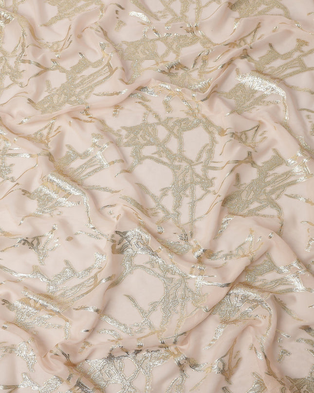Blush Pink Traditional Somali Silk Chiffon Dirac Fabric with Metallic Lurex, 140 Cms Width, 3.5 Mtrs Piece, Made in South Korea-D26124
