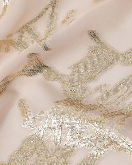 Blush Pink Traditional Somali Silk Chiffon Dirac Fabric with Metallic Lurex, 140 Cms Width, 3.5 Mtrs Piece, Made in South Korea-D26124