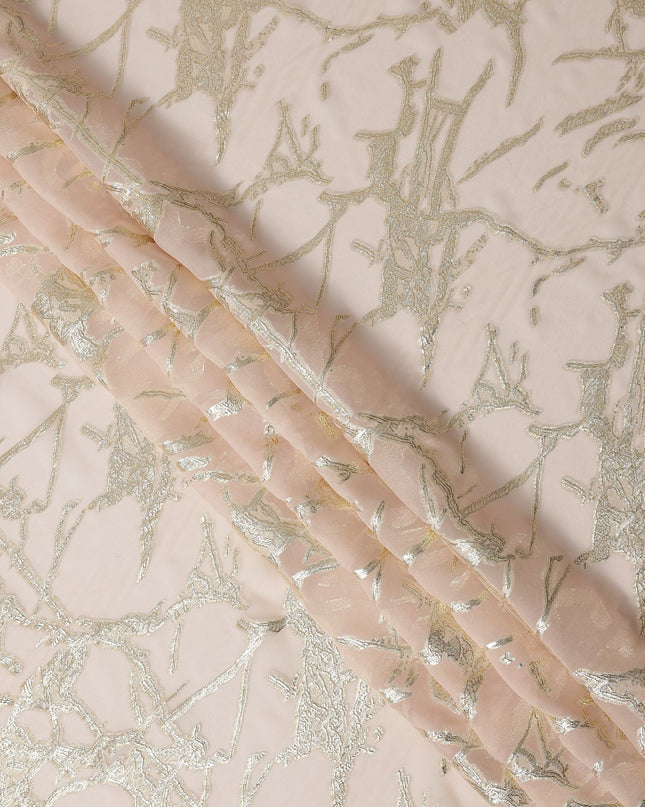Blush Pink Traditional Somali Silk Chiffon Dirac Fabric with Metallic Lurex, 140 Cms Width, 3.5 Mtrs Piece, Made in South Korea-D26124
