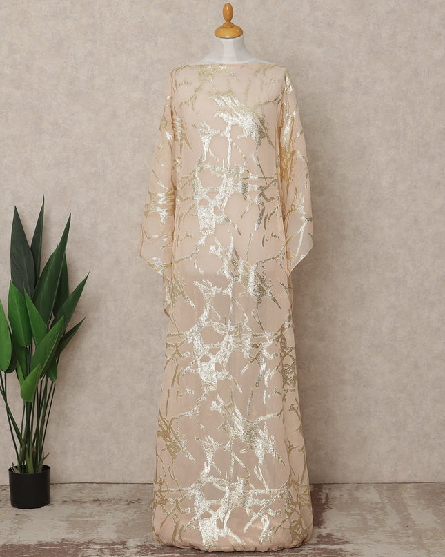 Blush Pink Traditional Somali Silk Chiffon Dirac Fabric with Metallic Lurex, 140 Cms Width, 3.5 Mtrs Piece, Made in South Korea-D26124