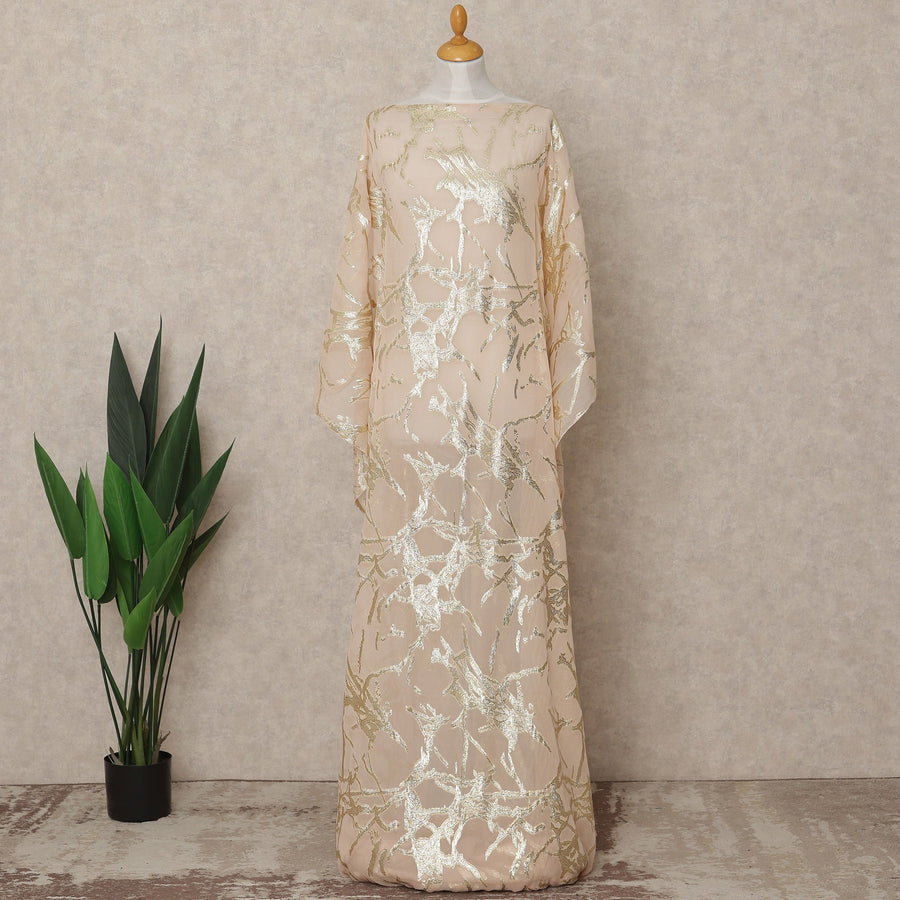 Blush Pink Traditional Somali Silk Chiffon Dirac Fabric with Metallic Lurex, 140 Cms Width, 3.5 Mtrs Piece, Made in South Korea-D26124