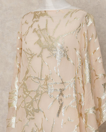 Blush Pink Traditional Somali Silk Chiffon Dirac Fabric with Metallic Lurex, 140 Cms Width, 3.5 Mtrs Piece, Made in South Korea-D26124