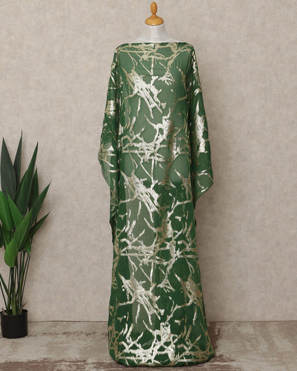 Emerald Green Traditional Somali Silk Chiffon Dirac Fabric with Metallic Lurex, 140 Cms Width, 3.5 Mtrs Piece, Made in South Korea-D26125