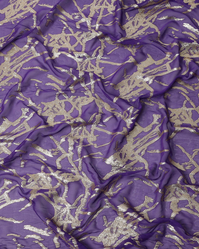 Purple Traditional Somali Silk Chiffon Dirac Fabric with Metallic Lurex, 140 Cms Width, 3.5 Mtrs Piece, Made in South Korea-D26138