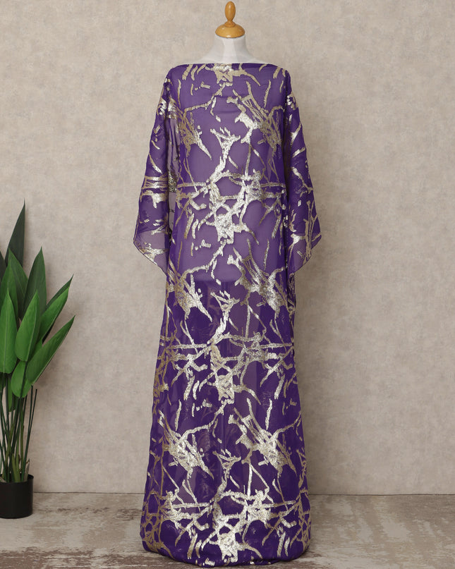 Purple Traditional Somali Silk Chiffon Dirac Fabric with Metallic Lurex, 3.5 Mtrs Piece, Width 140 Cms, Made in South Korea-D26484 Regal Fabrics