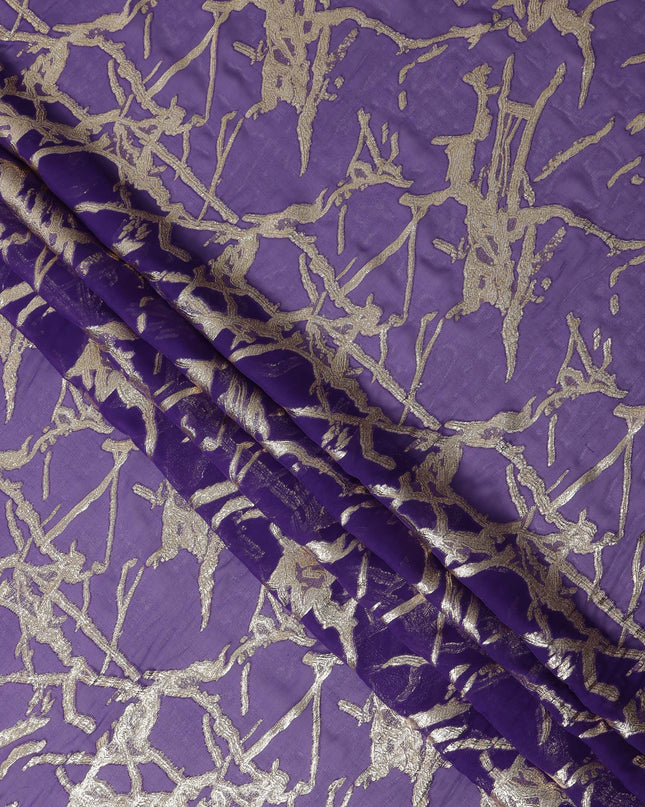 Purple Traditional Somali Silk Chiffon Dirac Fabric with Metallic Lurex, 140 Cms Width, 3.5 Mtrs Piece, Made in South Korea-D26138