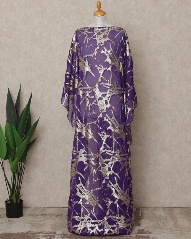 Purple Traditional Somali Silk Chiffon Dirac Fabric with Metallic Lurex, 140 Cms Width, 3.5 Mtrs Piece, Made in South Korea-D26138