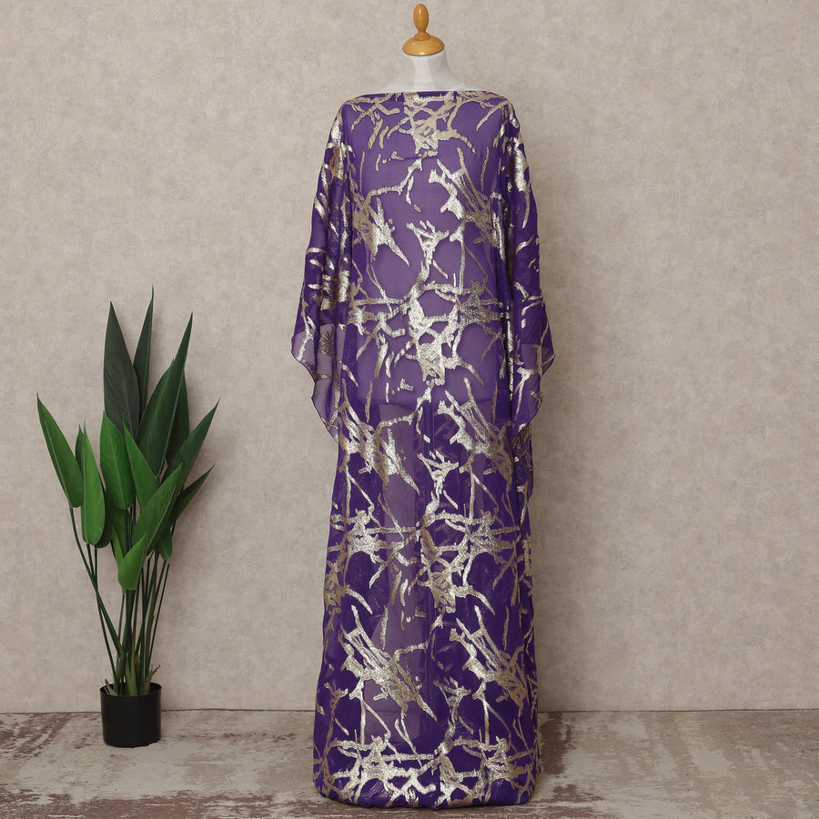 Purple Traditional Somali Silk Chiffon Dirac Fabric with Metallic Lurex, 140 Cms Width, 3.5 Mtrs Piece, Made in South Korea-D26138
