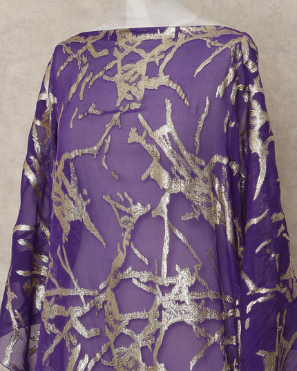 Purple Traditional Somali Silk Chiffon Dirac Fabric with Metallic Lurex, 140 Cms Width, 3.5 Mtrs Piece, Made in South Korea-D26138