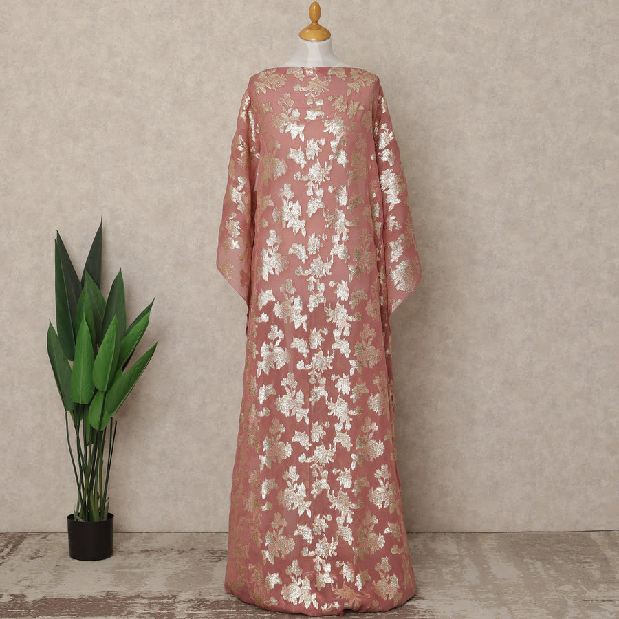 Rose Pink Traditional Somali Silk Chiffon Dirac Fabric with Metallic Lurex, 3.5 Mtrs Piece, Width 140 Cms, Made in South Korea-D26500