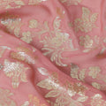 Rose Pink Traditional Somali Silk Chiffon Dirac Fabric with Metallic Lurex, 3.5 Mtrs Piece, Width 140 Cms, Made in South Korea-D26500