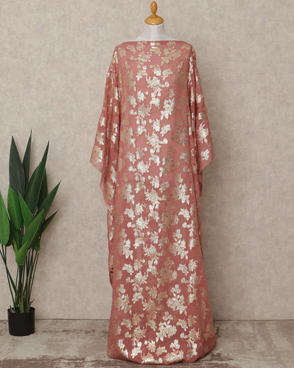 Rose Pink Traditional Somali Silk Chiffon Dirac Fabric with Metallic Lurex, 140 Cms Width, 3.5 Mtrs Piece, Made in South Korea-D26136