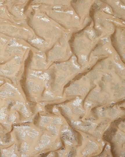 Golden brown Traditional Somali Silk Chiffon Dirac Fabric with Metallic Lurex, 3.5 Mtrs Piece, Width 140 Cms, Made in South Korea-D26497