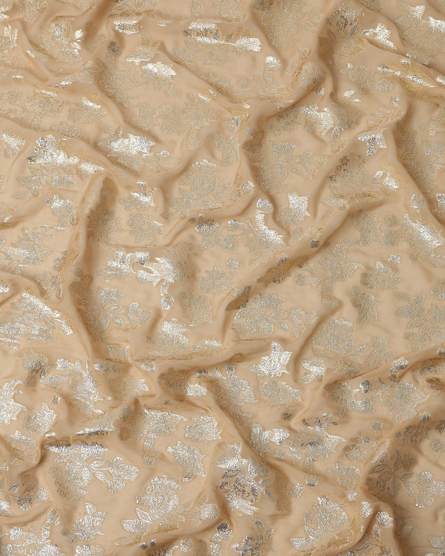 Golden brown Traditional Somali Silk Chiffon Dirac Fabric with Metallic Lurex, 3.5 Mtrs Piece, Width 140 Cms, Made in South Korea-D26497