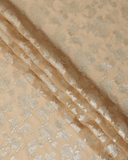 Golden brown Traditional Somali Silk Chiffon Dirac Fabric with Metallic Lurex, 3.5 Mtrs Piece, Width 140 Cms, Made in South Korea-D26497