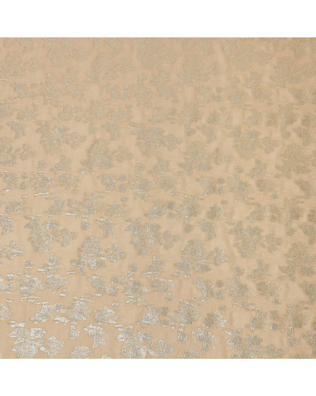 Light brown Traditional Somali Silk Chiffon Dirac Fabric with Metallic Lurex, 140 Cms Width, 3.5 Mtrs Piece, Made in South Korea-D26129