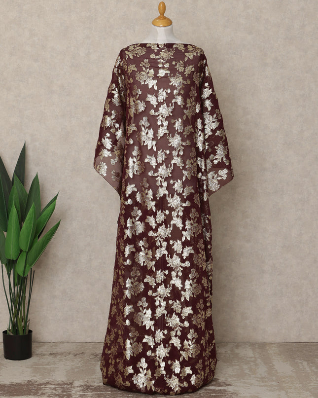 Dark Purple Traditional Somali Silk Chiffon Dirac Fabric with Metallic Lurex, 3.5 Mtrs, Width 140 Cms, South Korea-D26501 Regal Fabrics