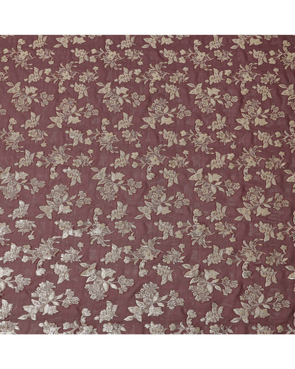 Maroon Traditional Somali Silk Chiffon Dirac Fabric with Metallic Lurex, 140 Cms Width, 3.5 Mtrs Piece, Made in South Korea-D26126