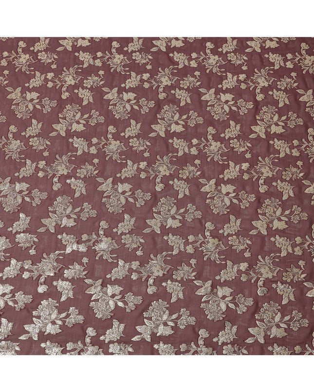 Maroon Traditional Somali Silk Chiffon Dirac Fabric with Metallic Lurex, 140 Cms Width, 3.5 Mtrs Piece, Made in South Korea-D26126