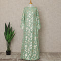 Light Green Traditional Somali Silk Chiffon Dirac Fabric with Metallic Lurex, 3.5 Mtrs, Width 140 Cms, South Korea-D26502