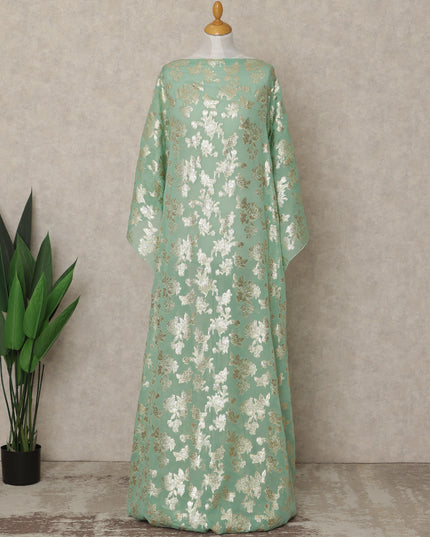 Light Green Traditional Somali Silk Chiffon Dirac Fabric with Metallic Lurex, 3.5 Mtrs, Width 140 Cms, South Korea-D26502