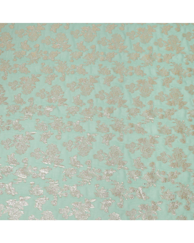 Light Green Traditional Somali Silk Chiffon Dirac Fabric with Metallic Lurex, 3.5 Mtrs, Width 140 Cms, South Korea-D26502