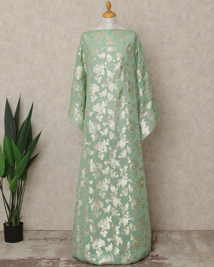 Mint Green Traditional Somali Silk Chiffon Dirac Fabric with Metallic Lurex, 140 Cms Width, 3.5 Mtrs Piece, Made in South Korea-D26134