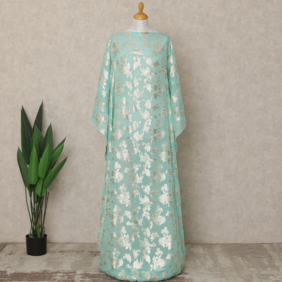 Mint Green Traditional Somali Silk Chiffon Dirac Fabric with Metallic Lurex, 3.5 Mtrs Piece, Width 140 Cms, Made in South Korea-D26499