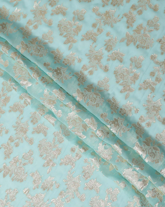 Mint Green Traditional Somali Silk Chiffon Dirac Fabric with Metallic Lurex, 3.5 Mtrs Piece, Width 140 Cms, Made in South Korea-D26499