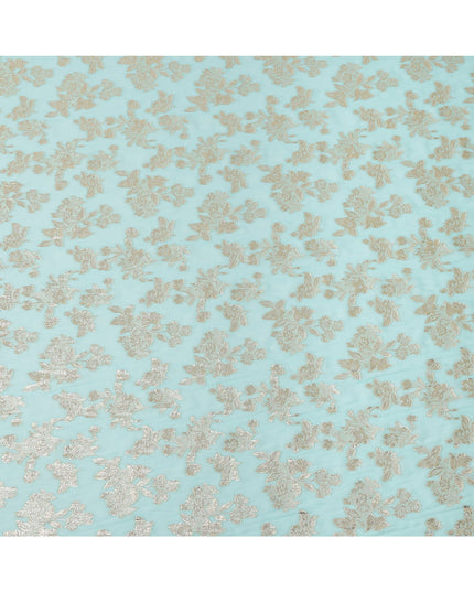 Mint Green Traditional Somali Silk Chiffon Dirac Fabric with Metallic Lurex, 140 Cms Width, 3.5 Mtrs Piece, Made in South Korea-D26122