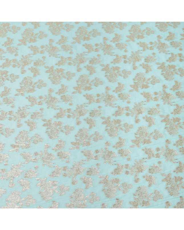 Mint Green Traditional Somali Silk Chiffon Dirac Fabric with Metallic Lurex, 140 Cms Width, 3.5 Mtrs Piece, Made in South Korea-D26122