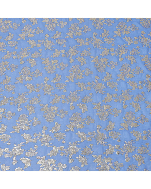 Sky Blue Traditional Somali Silk Chiffon Dirac Fabric with Metallic Lurex, 140 Cms Width, 3.5 Mtrs Piece, Made in South Korea-D26123