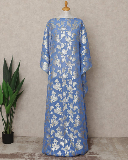 Sky Blue Traditional Somali Silk Chiffon Dirac Fabric with Metallic Lurex, 140 Cms Width, 3.5 Mtrs Piece, Made in South Korea-D26123