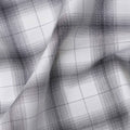White and Black Shadow Check Cotton Shirting Fabric, 150 Cms Width, Made in India-D26160