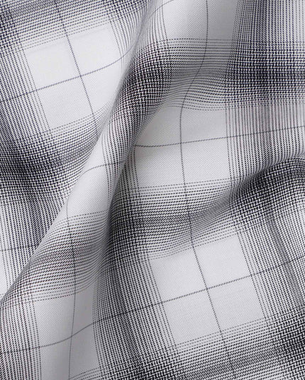 White and Black Shadow Check Cotton Shirting Fabric, 150 Cms Width, Made in India-D26160