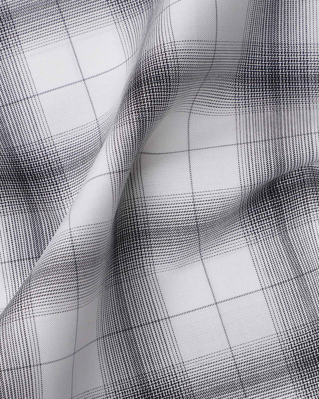 White and Black Shadow Check Cotton Shirting Fabric, 150 Cms Width, Made in India-D26160