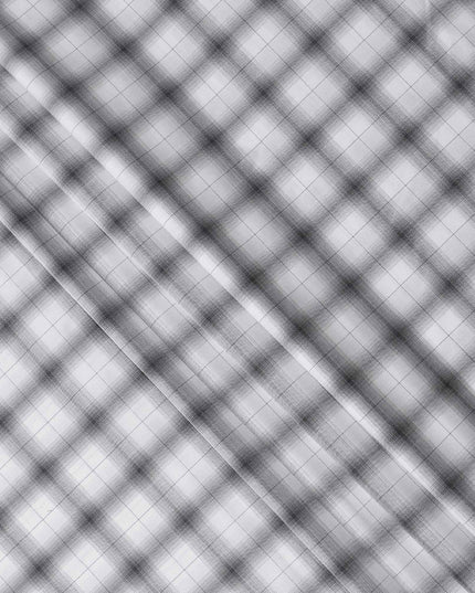 White and Black Shadow Check Cotton Shirting Fabric, 150 Cms Width, Made in India-D26160