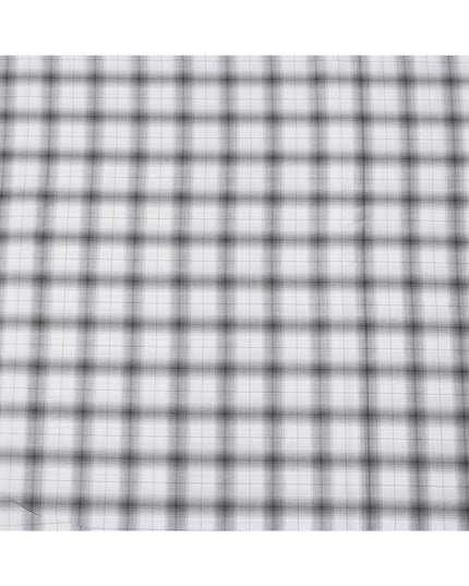 White and Black Shadow Check Cotton Shirting Fabric, 150 Cms Width, Made in India-D26160