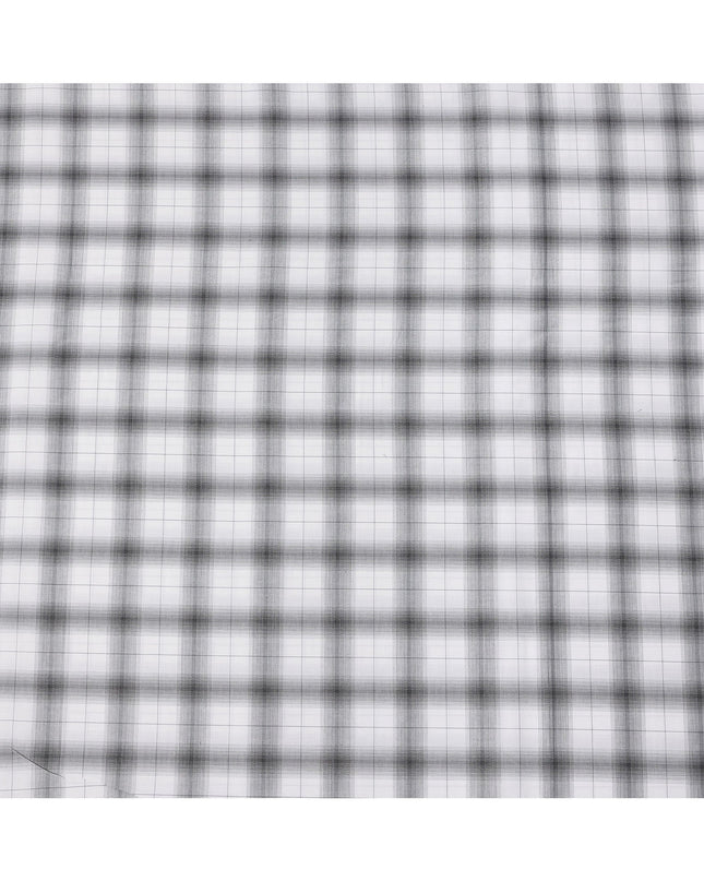 White and Black Shadow Check Cotton Shirting Fabric, 150 Cms Width, Made in India-D26160