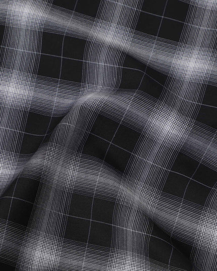 Black and White Shadow Check Cotton Shirting Fabric, 150 Cms Width, Made in India-D26161